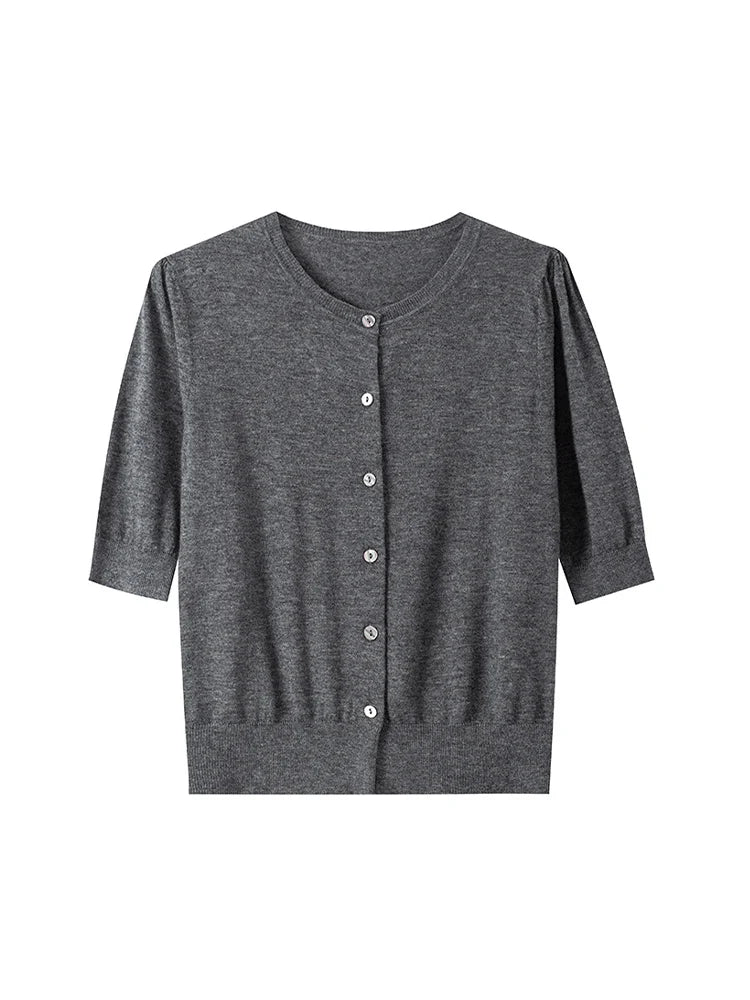 Women’s 100% Wool Short-Sleeve Cardigan