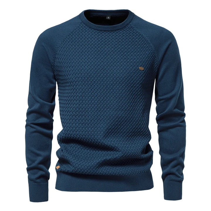 Men’s Geometric Cotton Crew Neck Sweater – Casual & Business Pullover