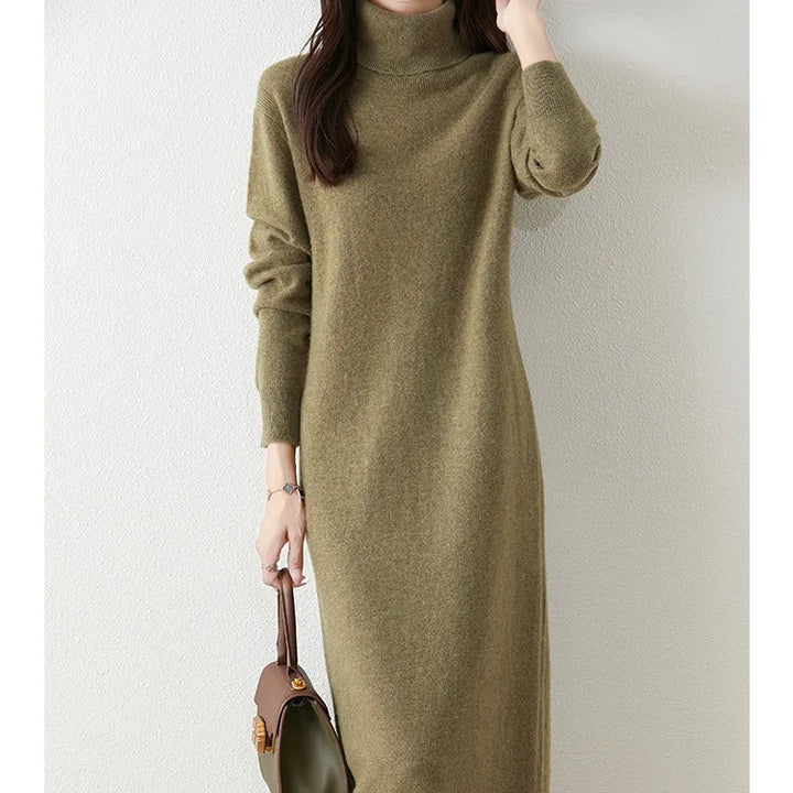 Women’s 100% Merino Wool Turtleneck Sweater Dress