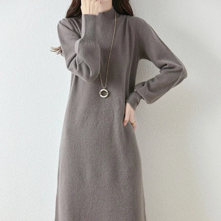 Women’s Merino Wool Mock Neck Sweater Dress