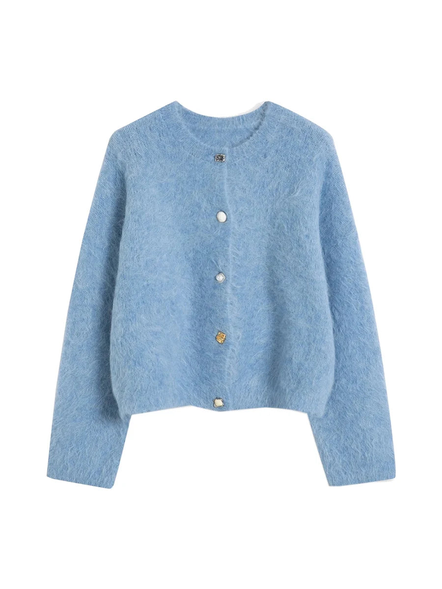 Women’s Alpaca Cardigan – 78% Alpaca Knit Sweater