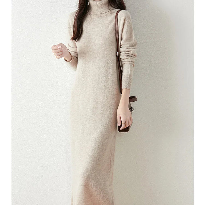 Women’s 100% Merino Wool Turtleneck Sweater Dress