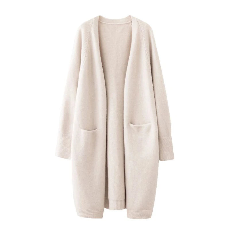 Women’s Long V-Neck Knit Cardigan with Pockets