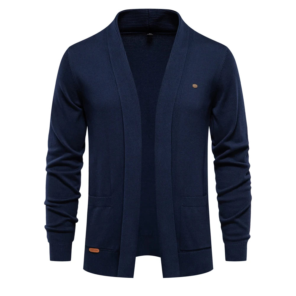 Men’s Winter Cotton Cardigan – Knitted Sweater with Turn-Down Collar