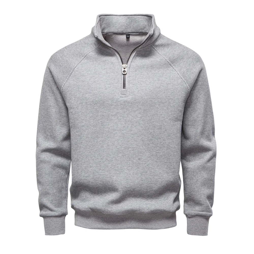 Men’s Winter Thermal Cotton Zipper Sweater – Slim Fit Pullover