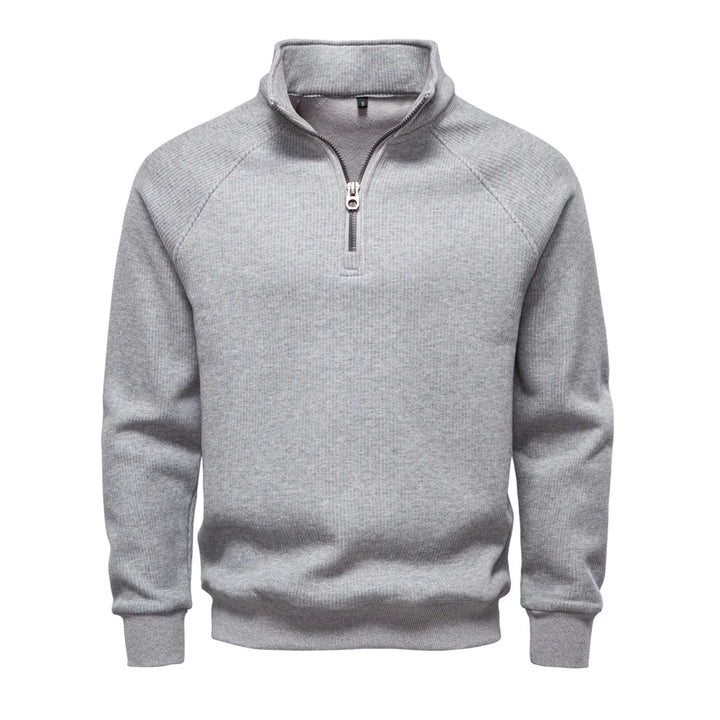 Men’s Winter Thermal Cotton Zipper Sweater – Slim Fit Pullover