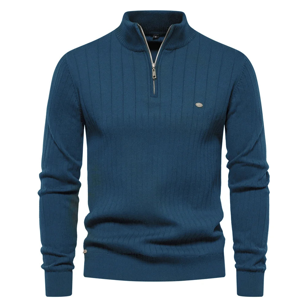 Men’s Warm Zipper Stand Collar Sweater