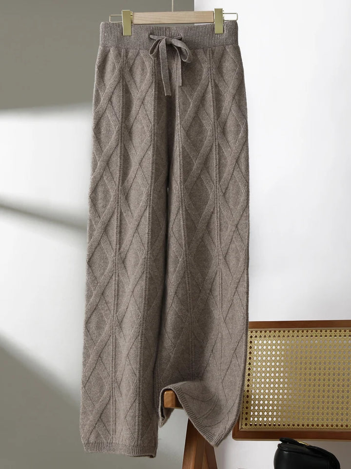 Women’s 100% Merino Wool Wide Leg Jacquard Pants