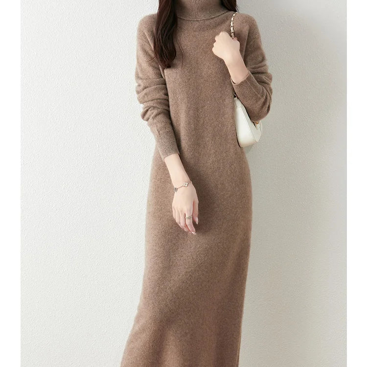 Women’s 100% Merino Wool Turtleneck Sweater Dress