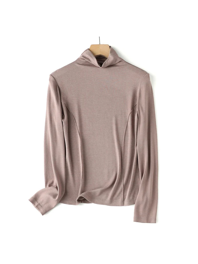 Women’s Wool Blend Thermal Mock Neck Slim Tee