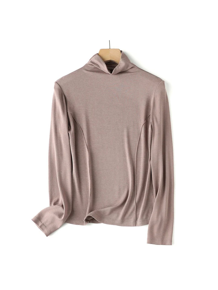 Women’s Wool Blend Thermal Mock Neck Slim Tee