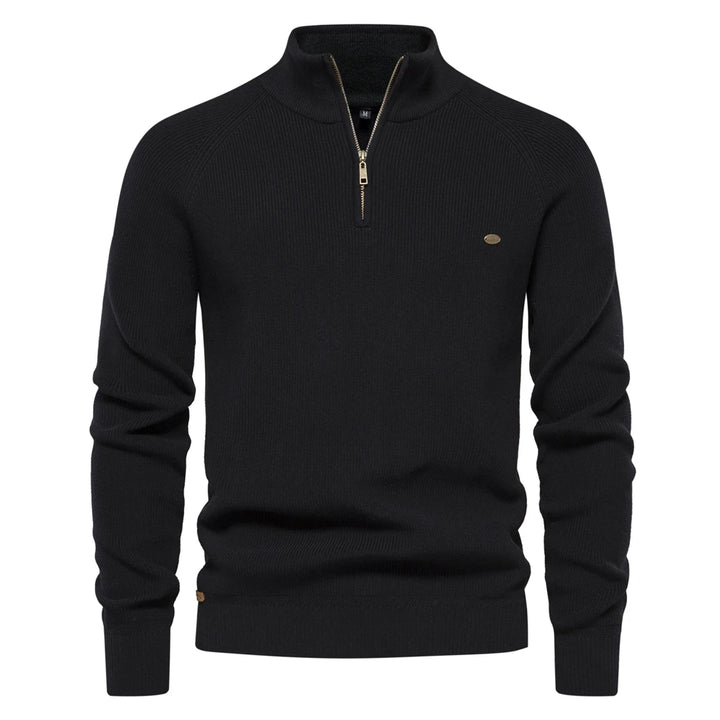 Men’s High-Collar Knitted Sweater – Warm Cotton Zipper Cardigan