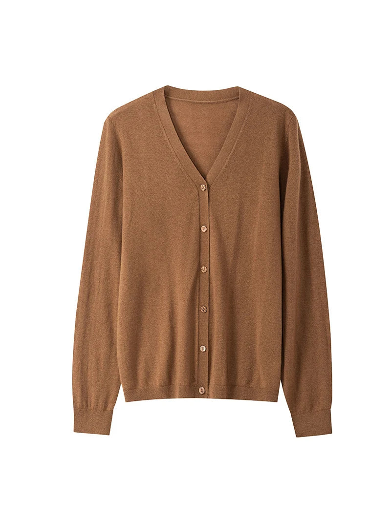 Women’s 100% Merino Wool V-Neck Cardigan