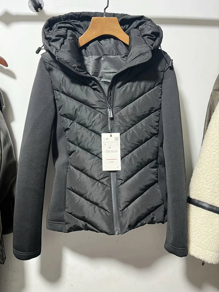 Women’s Slim Fit Patchwork Hooded Jacket