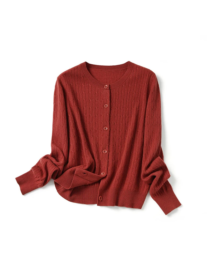 Women’s 100% Merino Wool Cable Knit Cardigan