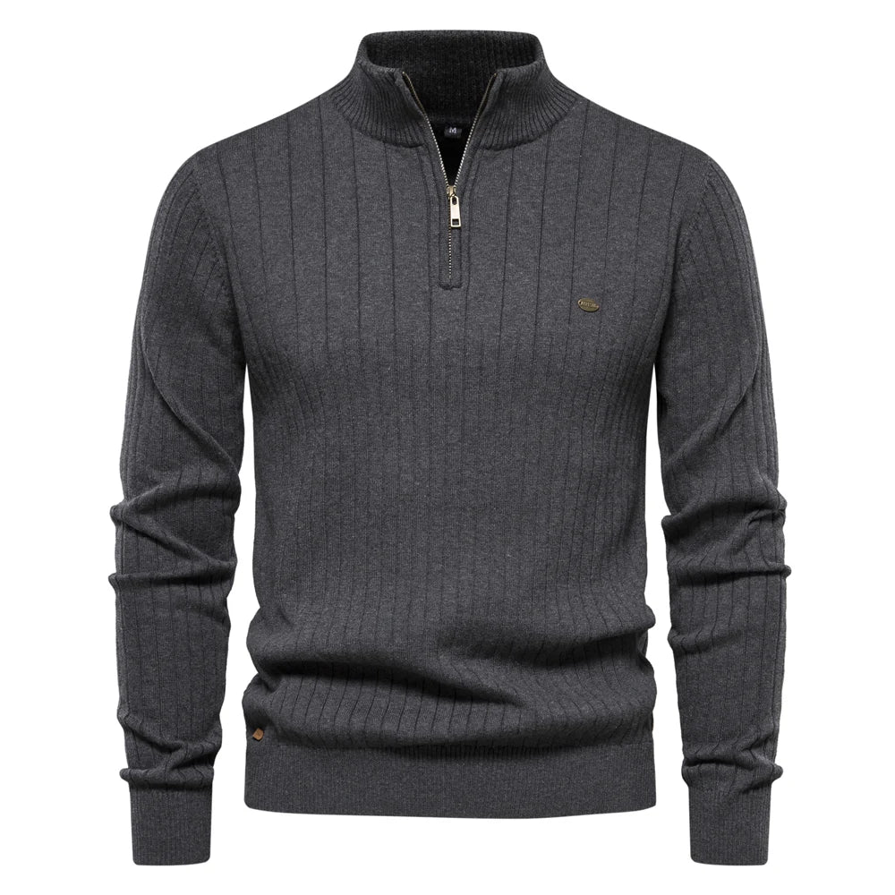 Men’s Warm Zipper Stand Collar Sweater