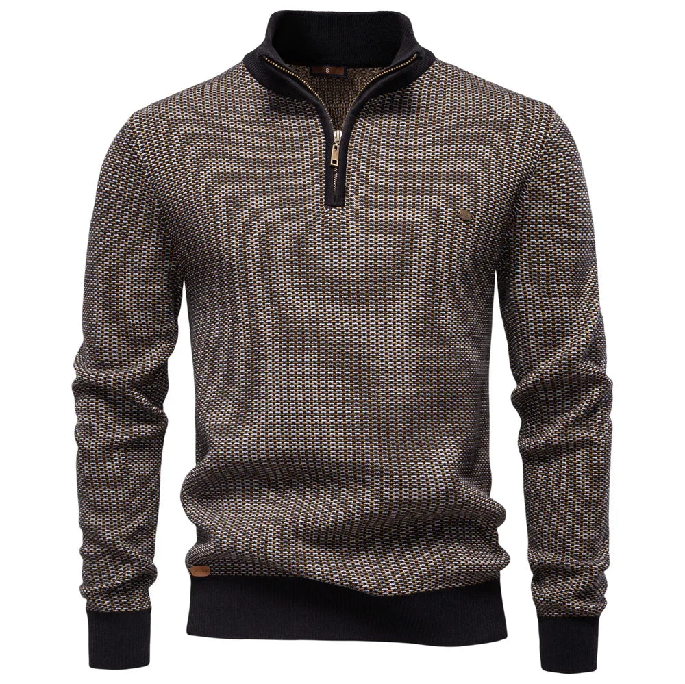 Men’s Classic Striped Knit Sweater – Warm Wool Neck Pullover