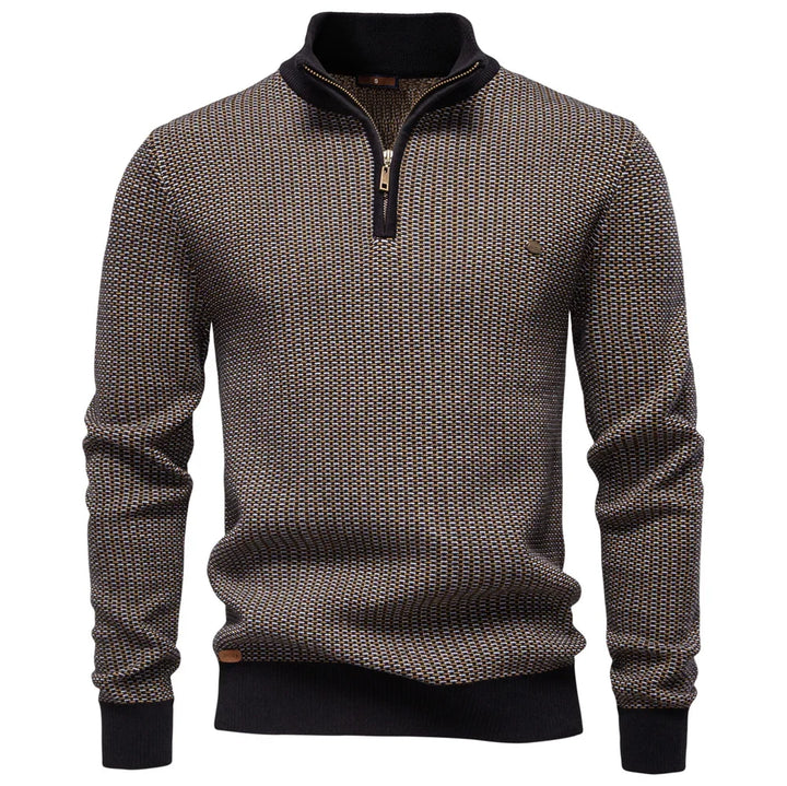 Men’s Classic Striped Knit Sweater – Warm Wool Neck Pullover