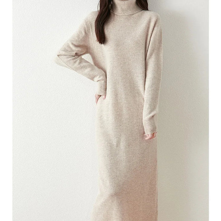 Women’s 100% Merino Wool Turtleneck Sweater Dress
