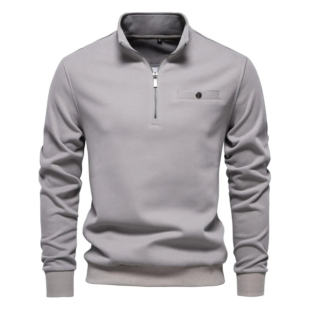 Men’s Lightweight Quarter-Zip Mock Neck Sweatshirt with Pocket