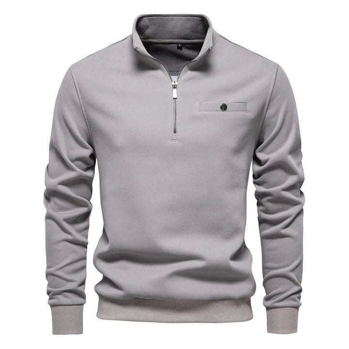 Men’s Lightweight Quarter-Zip Mock Neck Sweatshirt with Pocket