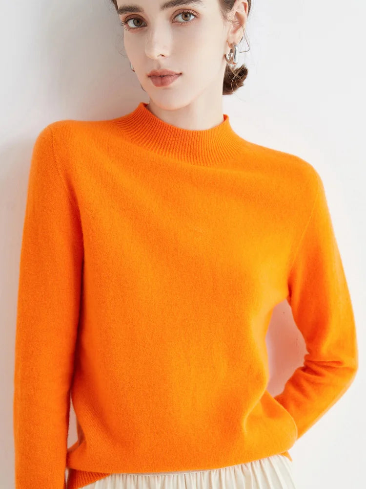 Women’s 100% Merino Wool Turtleneck Sweater – Warm Winter Cashmere Knit Pullover