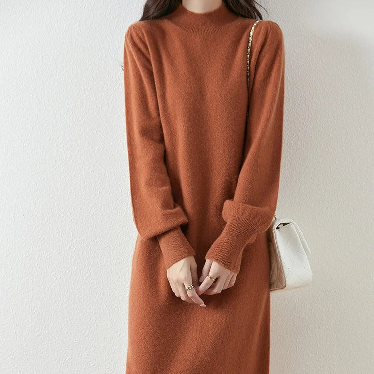 Women’s Merino Wool Mock Neck Sweater Dress