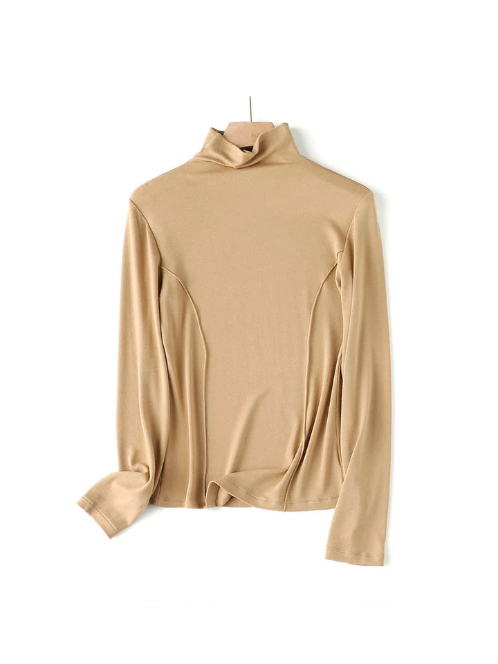 Women’s Wool Blend Thermal Mock Neck Slim Tee