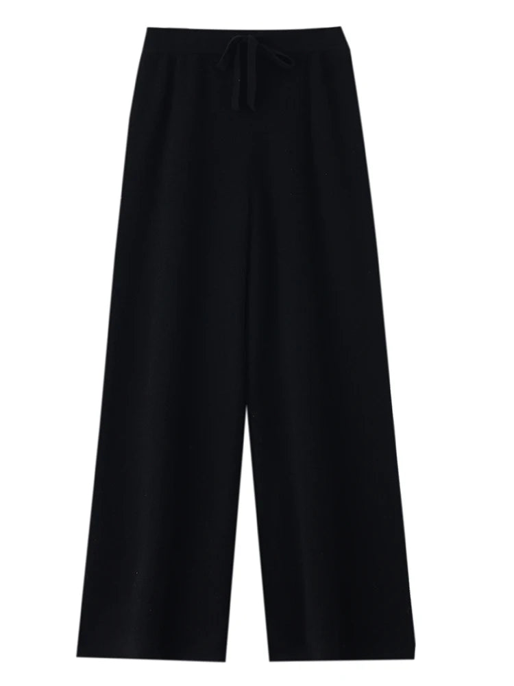 Women’s 100% Merino Wool Knitted Wide Leg Pants