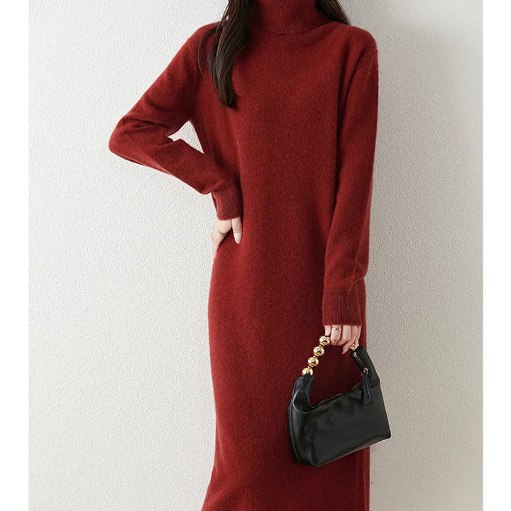 Women’s 100% Merino Wool Turtleneck Sweater Dress