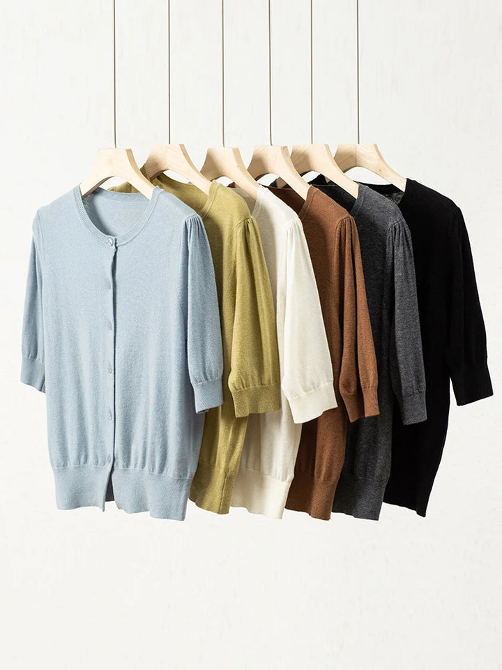 Women’s 100% Wool Short-Sleeve Cardigan