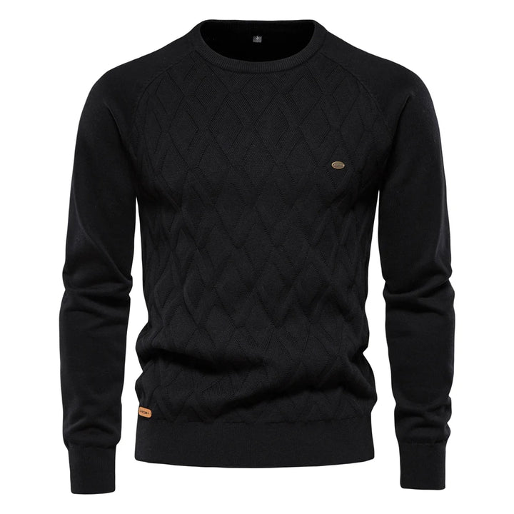 Men’s Warm Argyle O-Neck Knit Pullover
