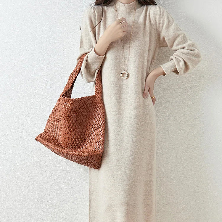 Women’s Merino Wool Mock Neck Sweater Dress