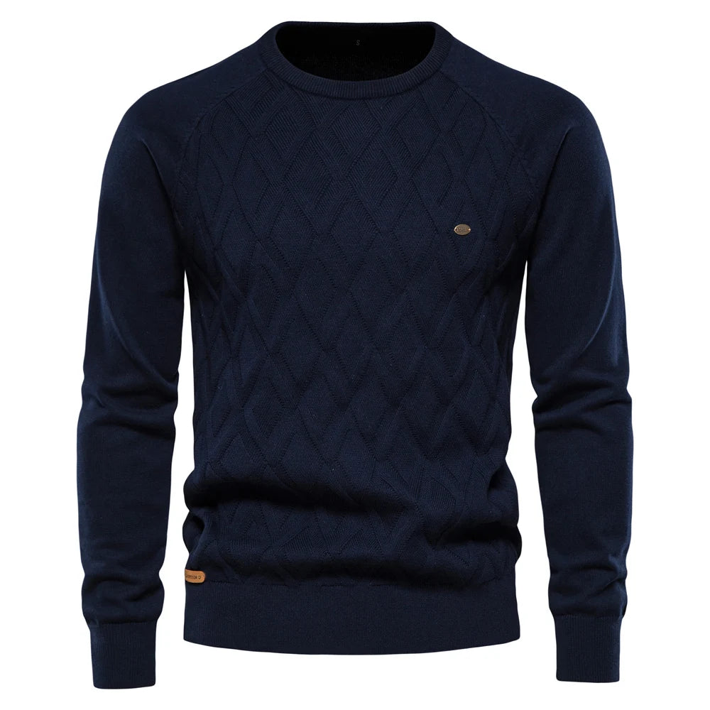 Men’s Warm Argyle O-Neck Knit Pullover