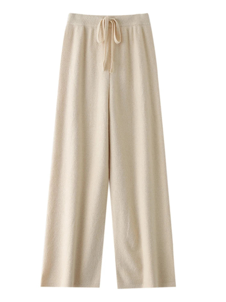 Women’s 100% Merino Wool Knitted Wide Leg Pants