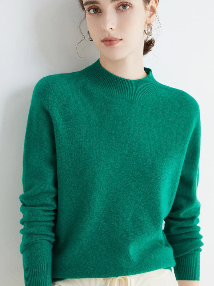 Women’s 100% Merino Wool Turtleneck Sweater – Warm Winter Cashmere Knit Pullover