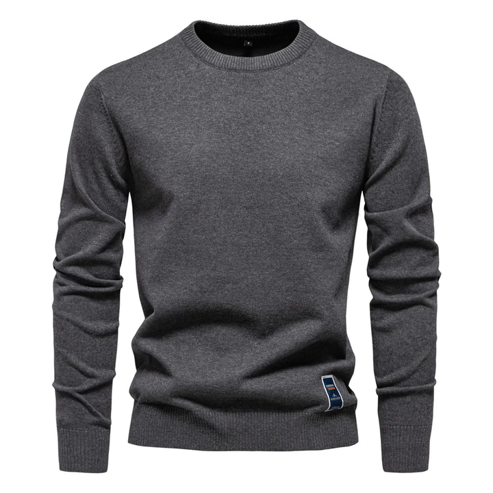 Men’s Solid Cotton Crew Neck Sweater – Casual Knitted Pullover