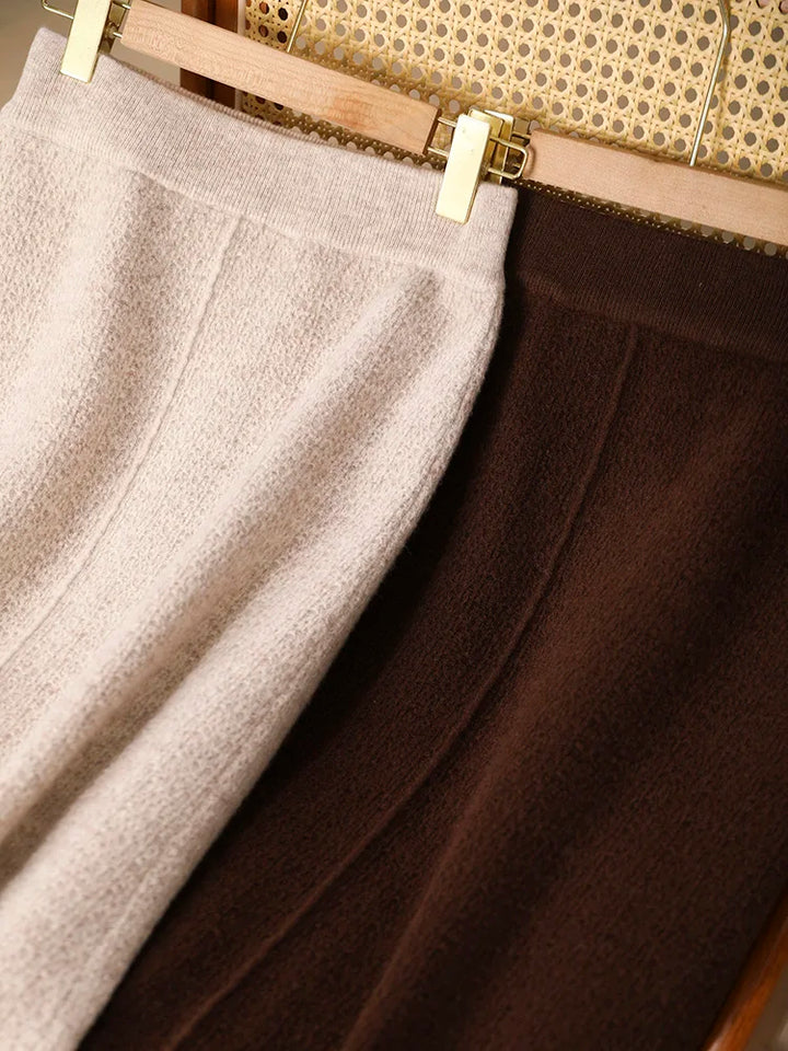 Women’s 100% Merino Wool Tassel Straight Skirt