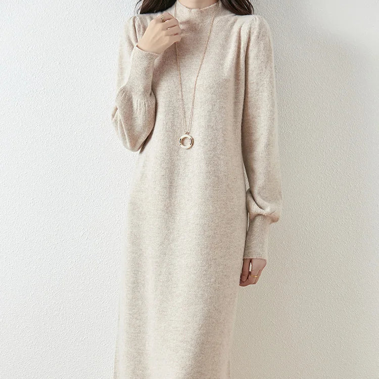 Women’s Merino Wool Mock Neck Sweater Dress