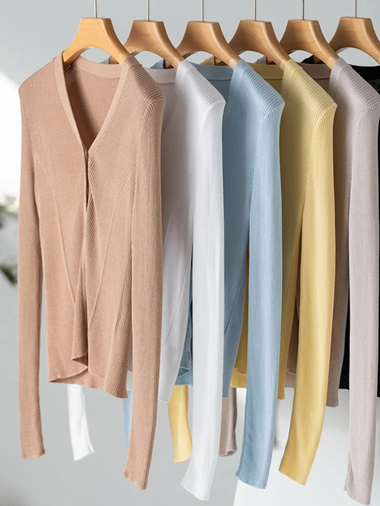 Women’s Silk Blend V-Neck Cardigan
