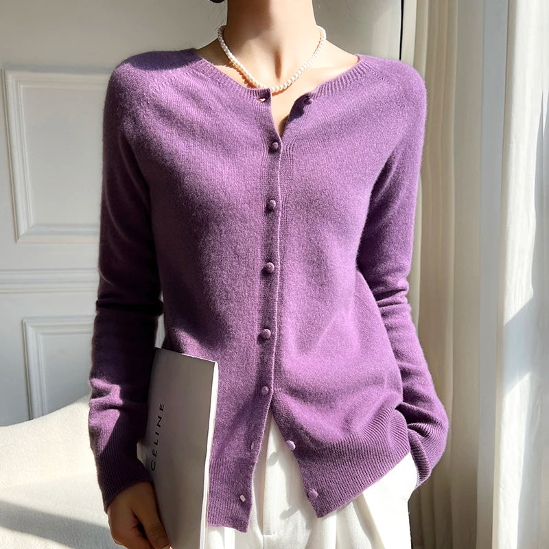 Women’s Pure Wool Knit Cardigan Sweater