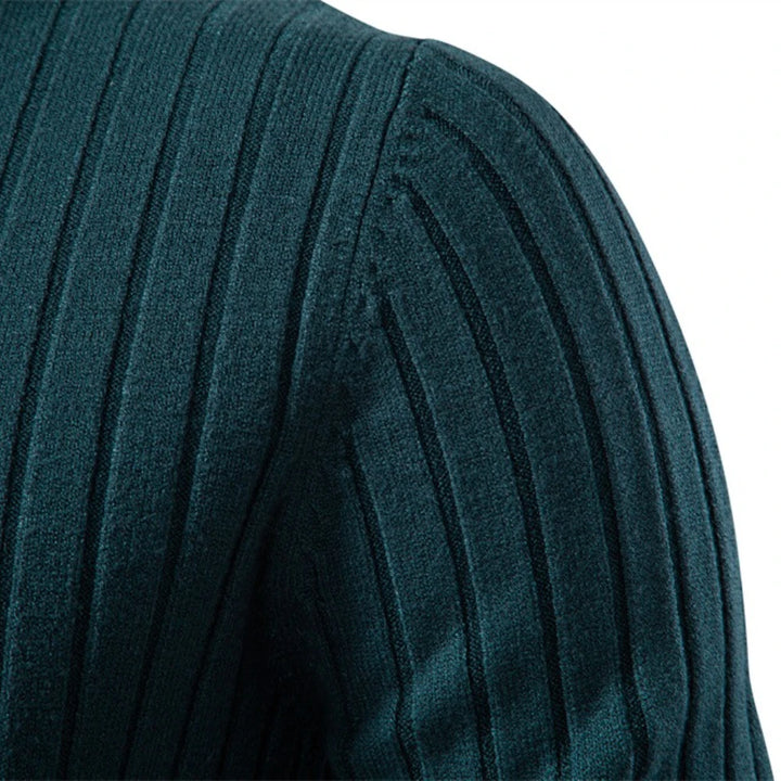 Men’s Turtleneck Sweater – Solid Color Striped Warm Knit Pullover