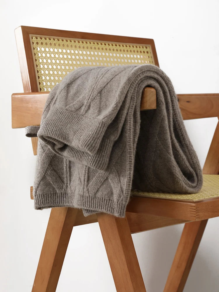 Women’s 100% Merino Wool Wide Leg Jacquard Pants