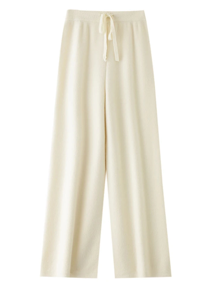 Women’s 100% Merino Wool Knitted Wide Leg Pants