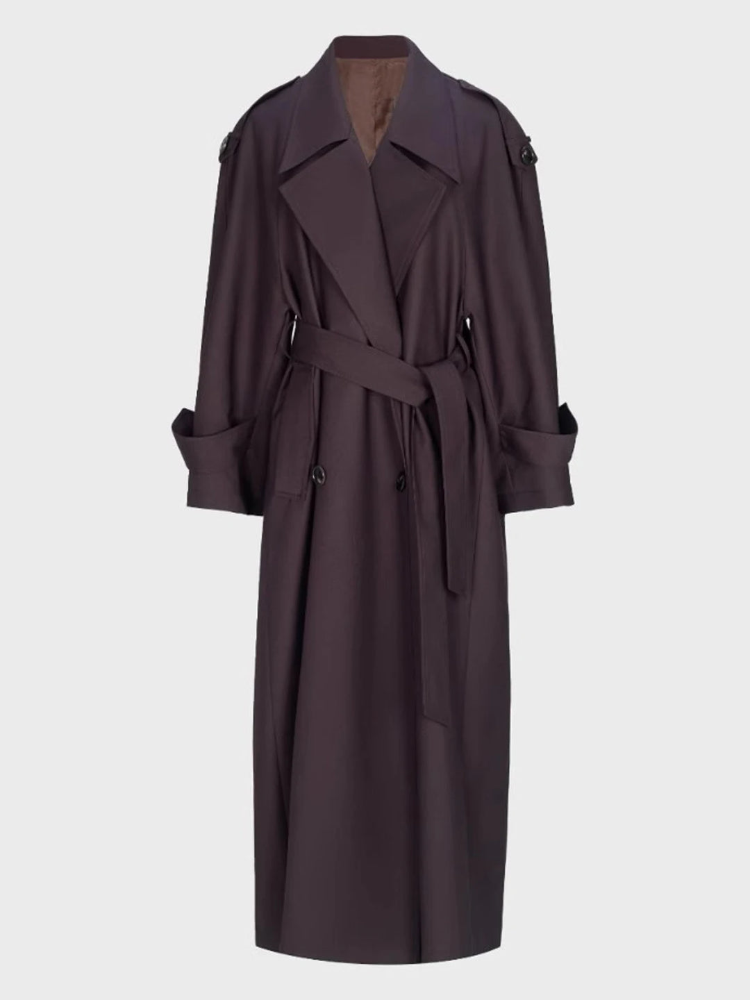 Khaki & Dark Purple Oversized Trench Coat for Women