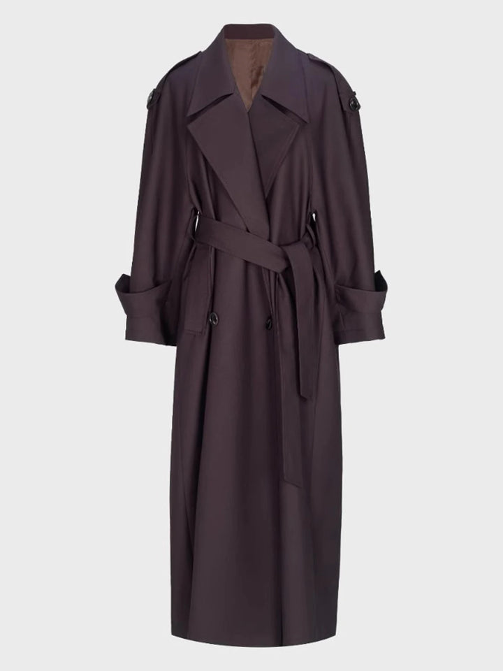 Khaki & Dark Purple Oversized Trench Coat for Women