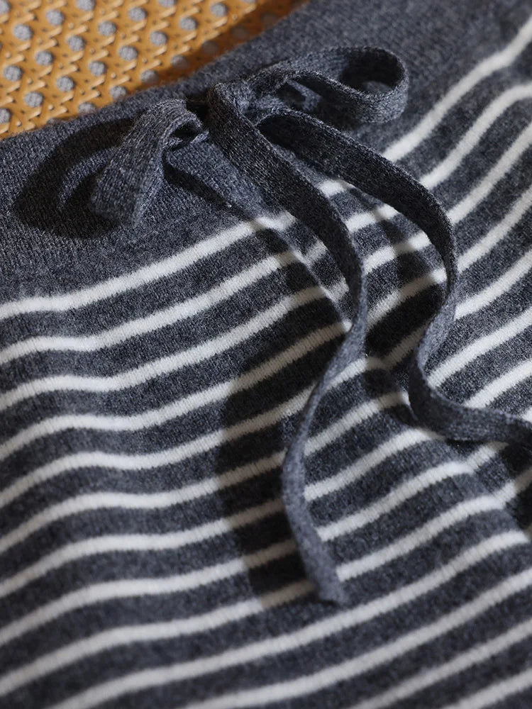 Women’s 100% Merino Wool Color-Block Wide Leg Pants