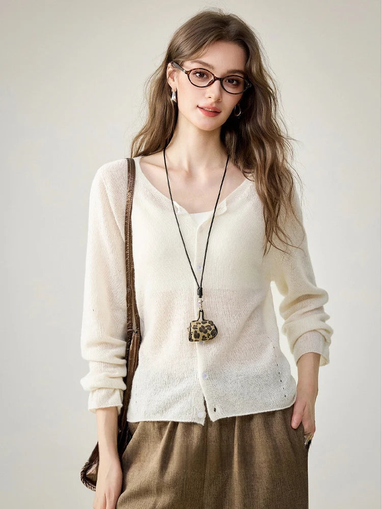 Women’s Cashmere Silk Cardigan – 75% Cashmere 25%