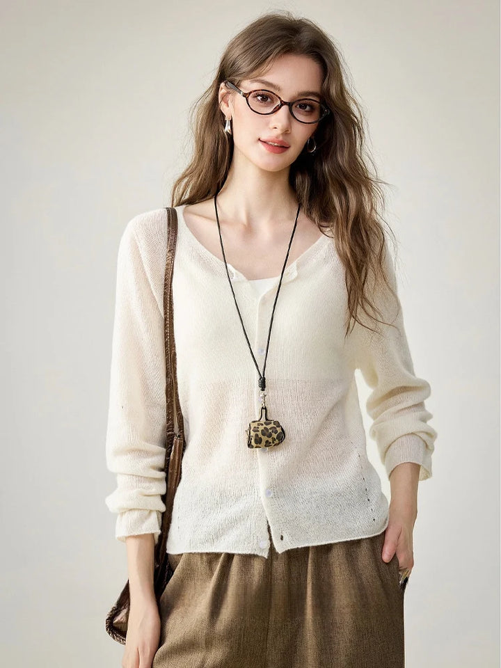 Women’s Cashmere Silk Cardigan – 75% Cashmere 25%