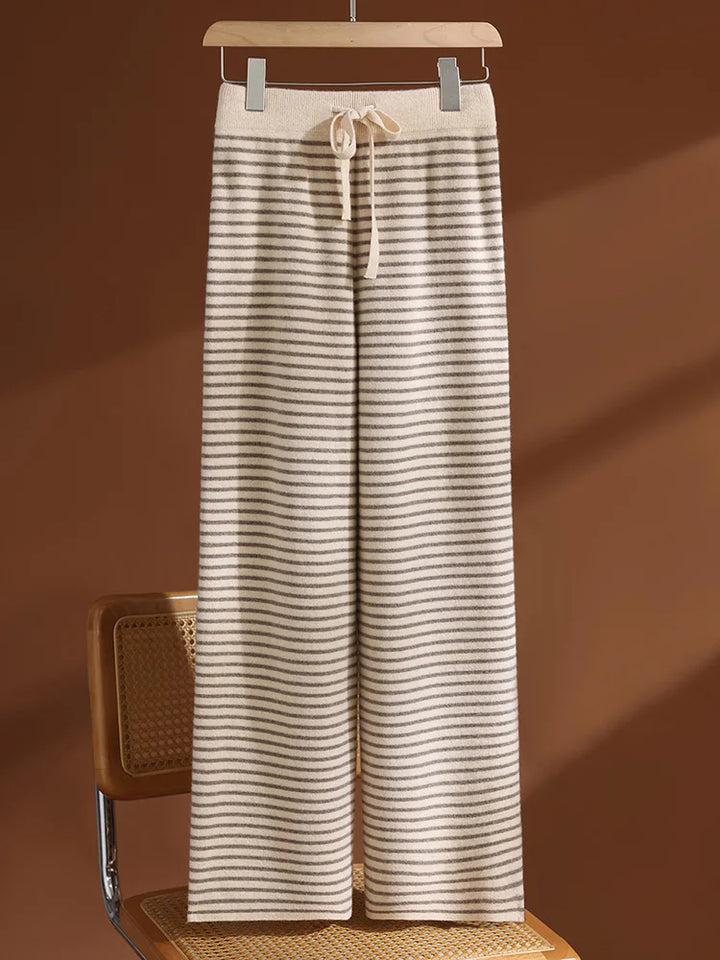 Women’s 100% Merino Wool Color-Block Wide Leg Pants